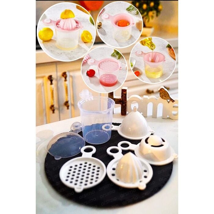 5 in 1 Süzgeç - Huni - Limon Sıkacağı - Yumurta Akı Ayırıcı Hazneli Mutfak Aparatı - Lisinya