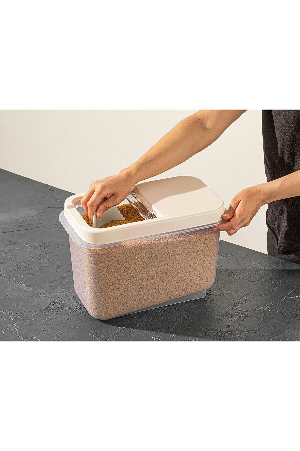 Sürgülü Kapaklı 10 LT Erzak Bakliyat Un Şeker Saklama Kabı - Lisinya