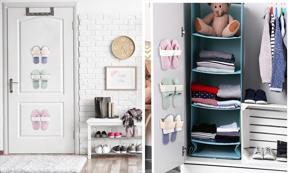 Banyo Terlik Tutucu - Kapı Arkası Pratik Raf - Terlik Tutucu Beyaz - Lisinya