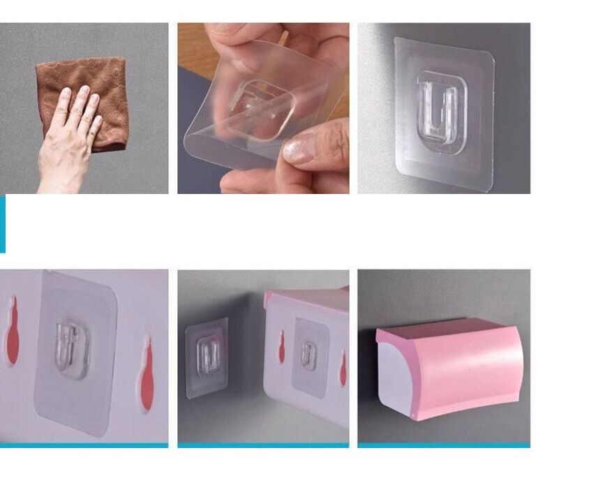 20 Adet Şeffaf Çift Taraflı Yapışkanlı Geçmeli Klips Eşya Sabitleme Askısı - Lisinya