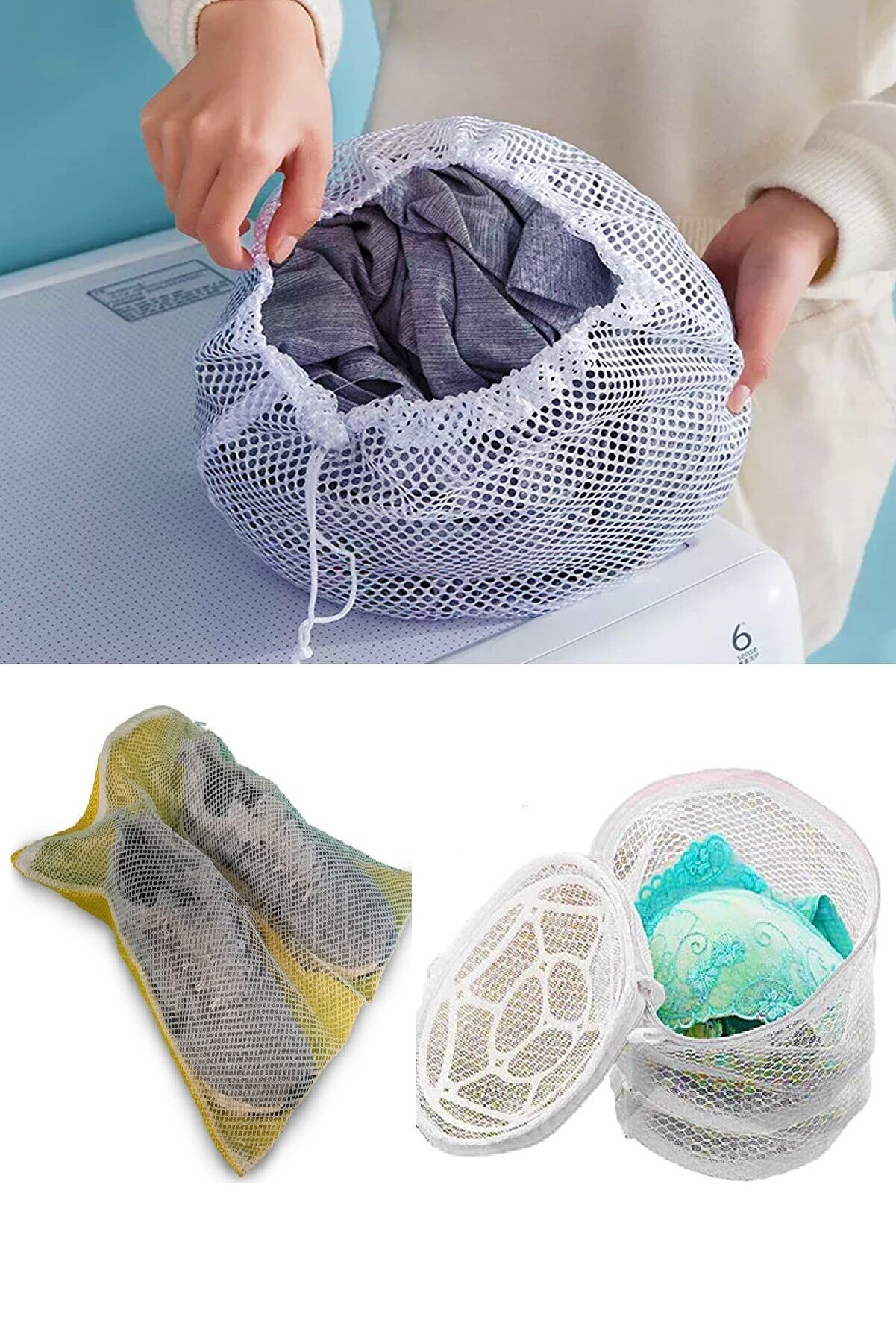 3lü Yıkama File Seti - Ayakkabı Filesi-Plastik Aparatlı Sütyen Yıkama- Çamaşır Yıkama Filesi - Lisinya 3lü Yıkama File Seti - Ayakkabı Filesi-Plastik Aparatlı Sütyen Yıkama- Çamaşır Yıkama Filesi - Lisinya