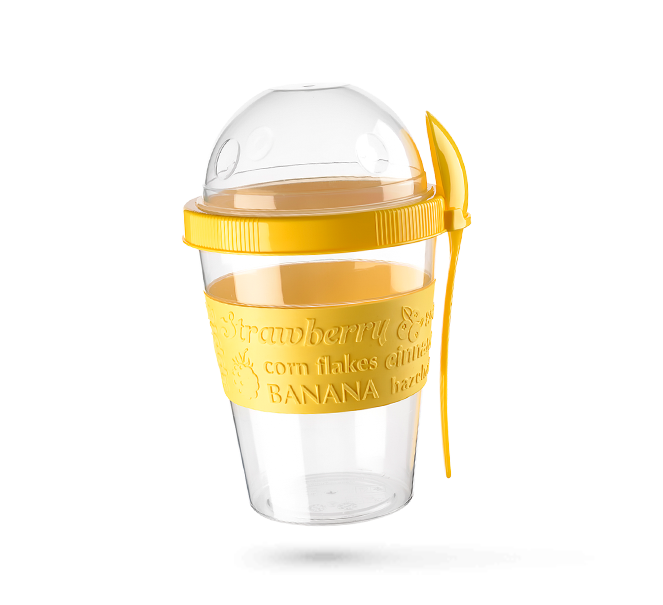 Meyve Hazneli - Kaşıklı Portatif Yoğurt Kabı - Lisinya