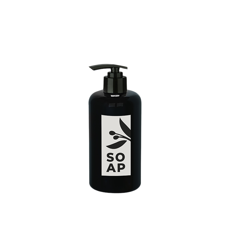 Sıvı Sabunluk Yuvarlak Plastik Pompalı 500 ML - Siyah - Lisinya