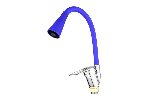 Oynar Başlıklı Çelik Spiral Üzeri Silikon Kaplama Musluk Başlığı Kobra Fonksiyonlu Musluk - Mavi - Lisinya