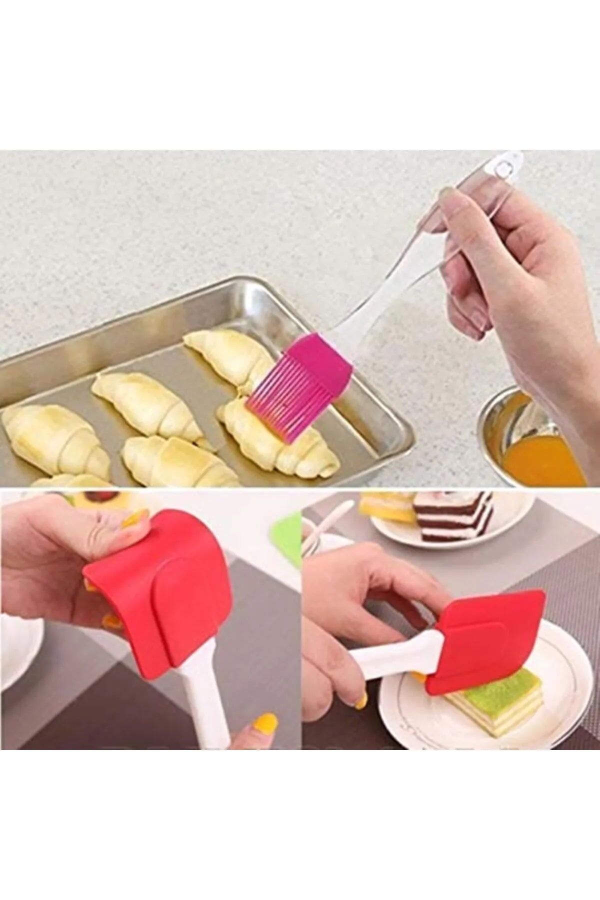 2 Li Set Silikon Pasta - Börek - Poğaça Yağ Fırçası ve Silikon Spatula Seti - Lisinya 2 Li Set Silikon Pasta - Börek - Poğaça Yağ Fırçası ve Silikon Spatula Seti - Lisinya