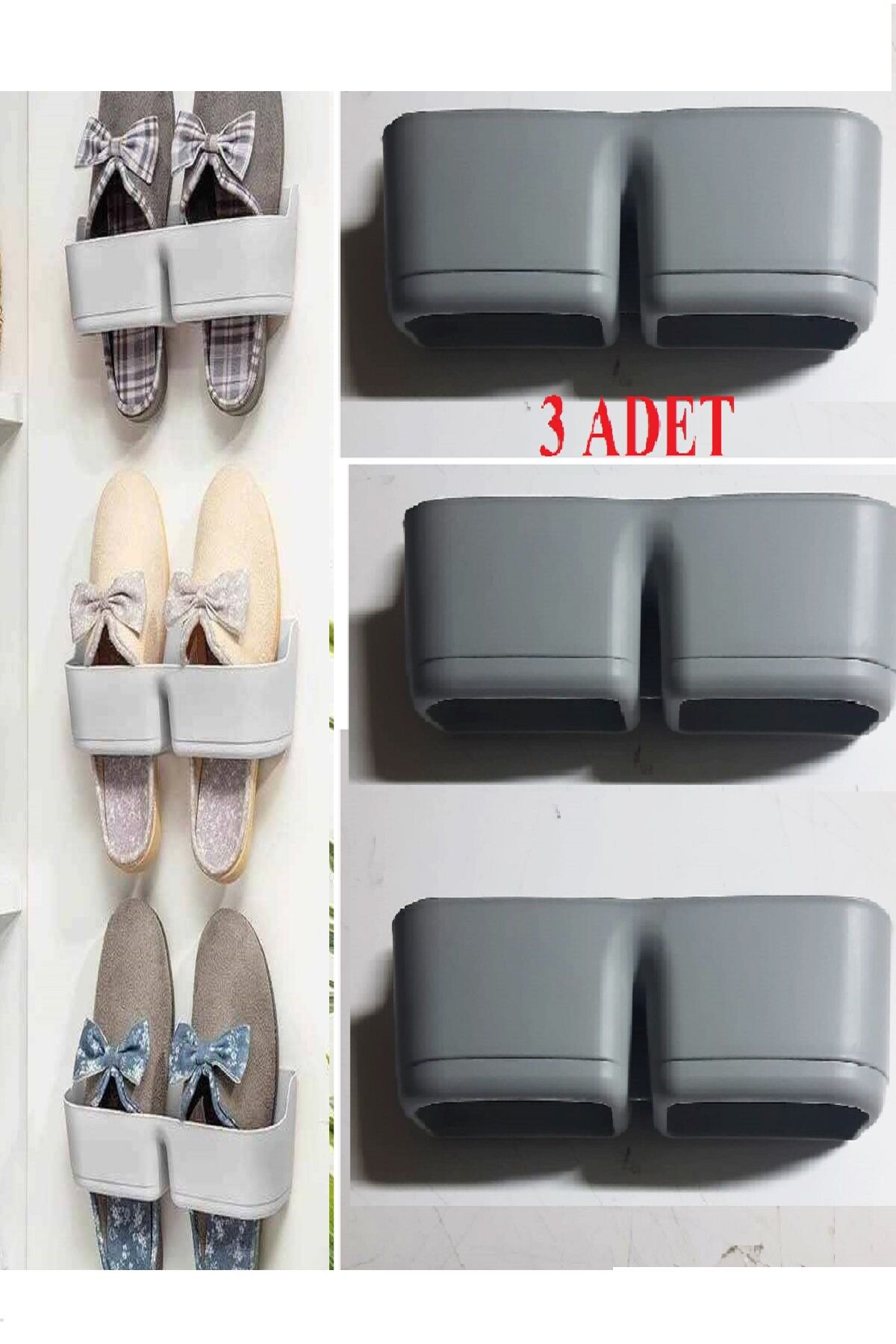 3 Adet Banyo Terlik Tutucu - Kapı Arkası Pratik Raf - Terlik Tutucu - Lisinya