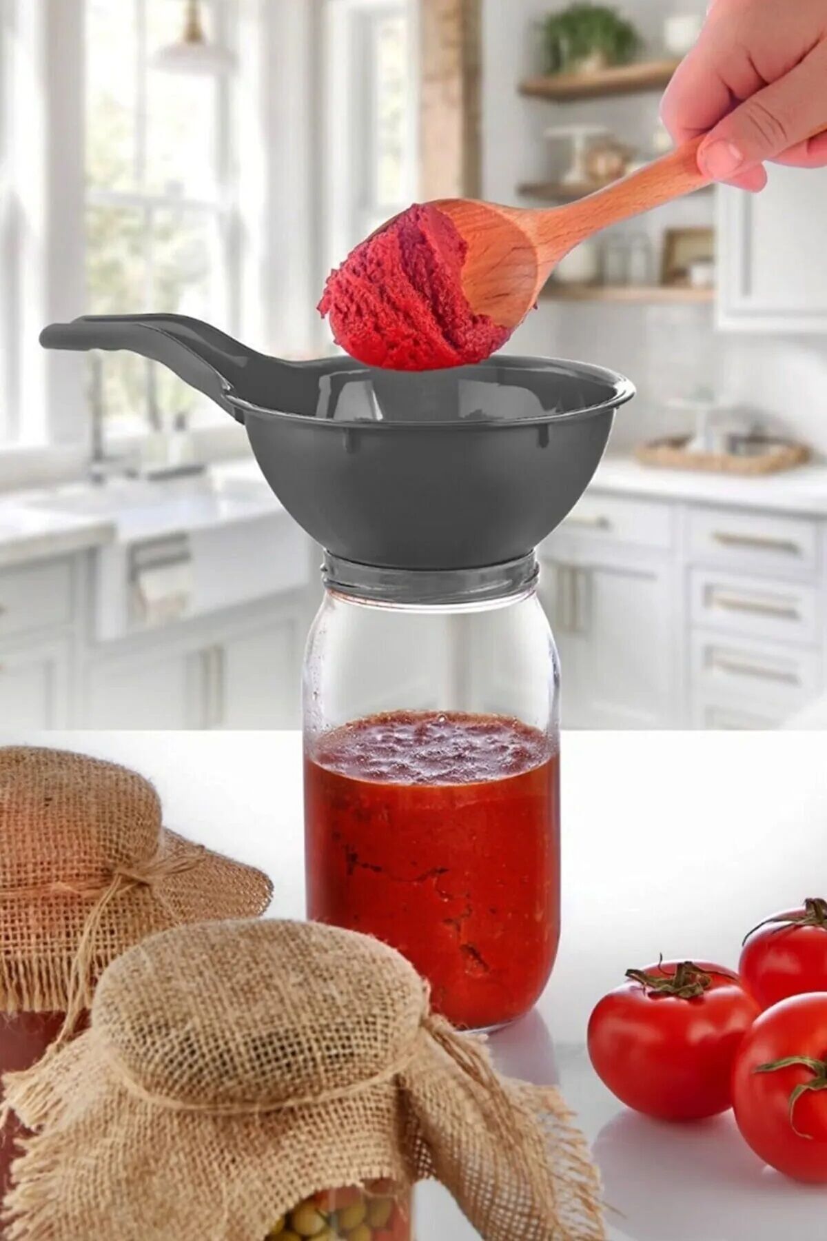 Kavanoz Hunisi - Konserve Reçel Hunisi Geniş Ağızlı - Saplı - Lisinya