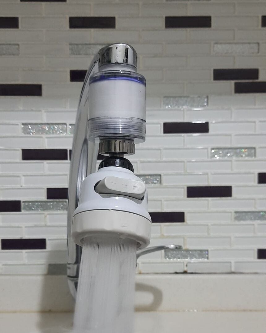 Filtreli Kireç Önleyici 360 Derece Dönen Hareketli Musluk Başlığı - 3 Fonksiyonlu - Krem - Lisinya