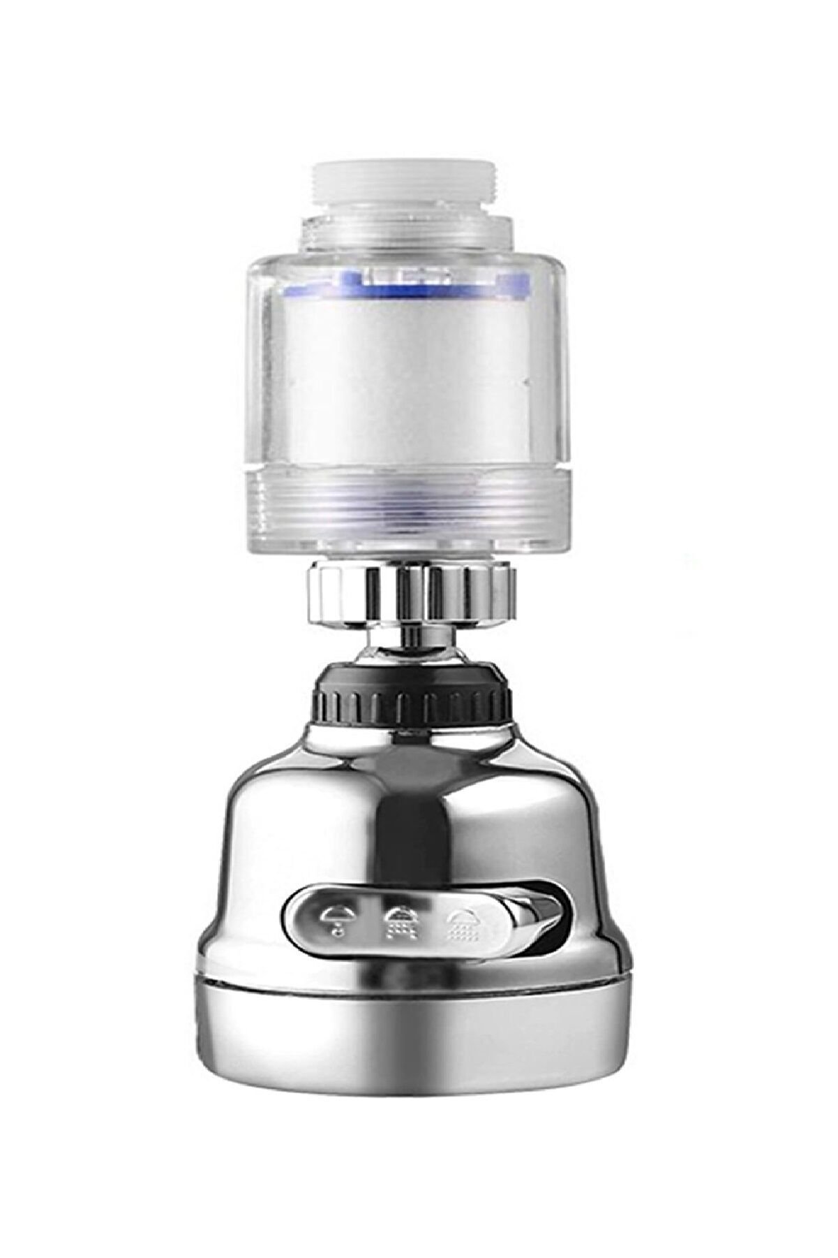 Filtreli Krom 3 Fonksiyonlu  Oynar Musluk Başlığı - 360 Derece Dönebilen - Lisinya