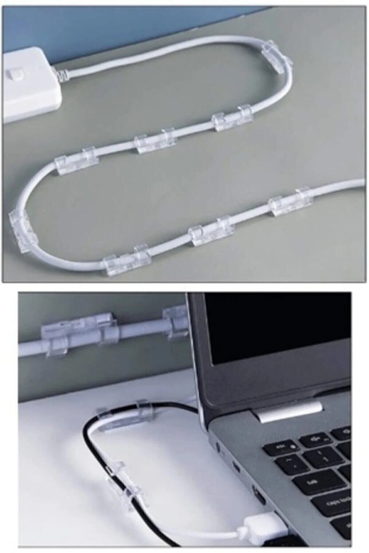 Kablo Sabitleyici Klipsler 20 Adet Kablo Düzenleyici Duvar Fayans Cam Kablo Tutucu Yapışkanlı Klips - Lisinya