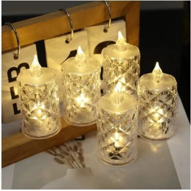 Led Mum Şeffaf Kristal LED Mum Pilli Alevsiz Çay Mumu Düğün Doğum Günü Ortam Işığı - Lisinya Led Mum Şeffaf Kristal LED Mum Pilli Alevsiz Çay Mumu Düğün Doğum Günü Ortam Işığı - Lisinya