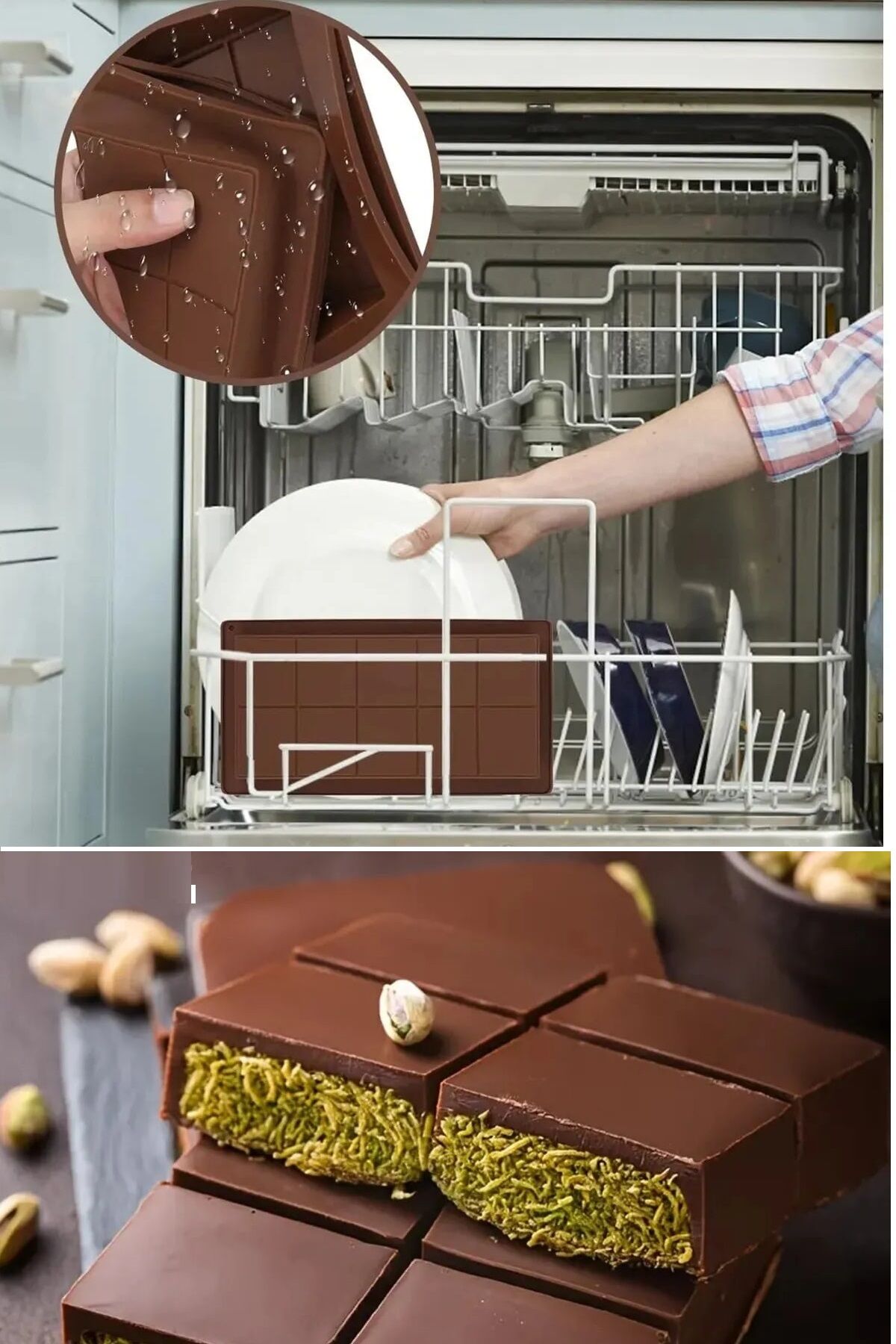 Meşhur Dubai Çikolatası Kalıbı Silikon - Büyük Tablet Çikolata Mum Kek Kalıbı Pasta Kalıbı - Lisinya