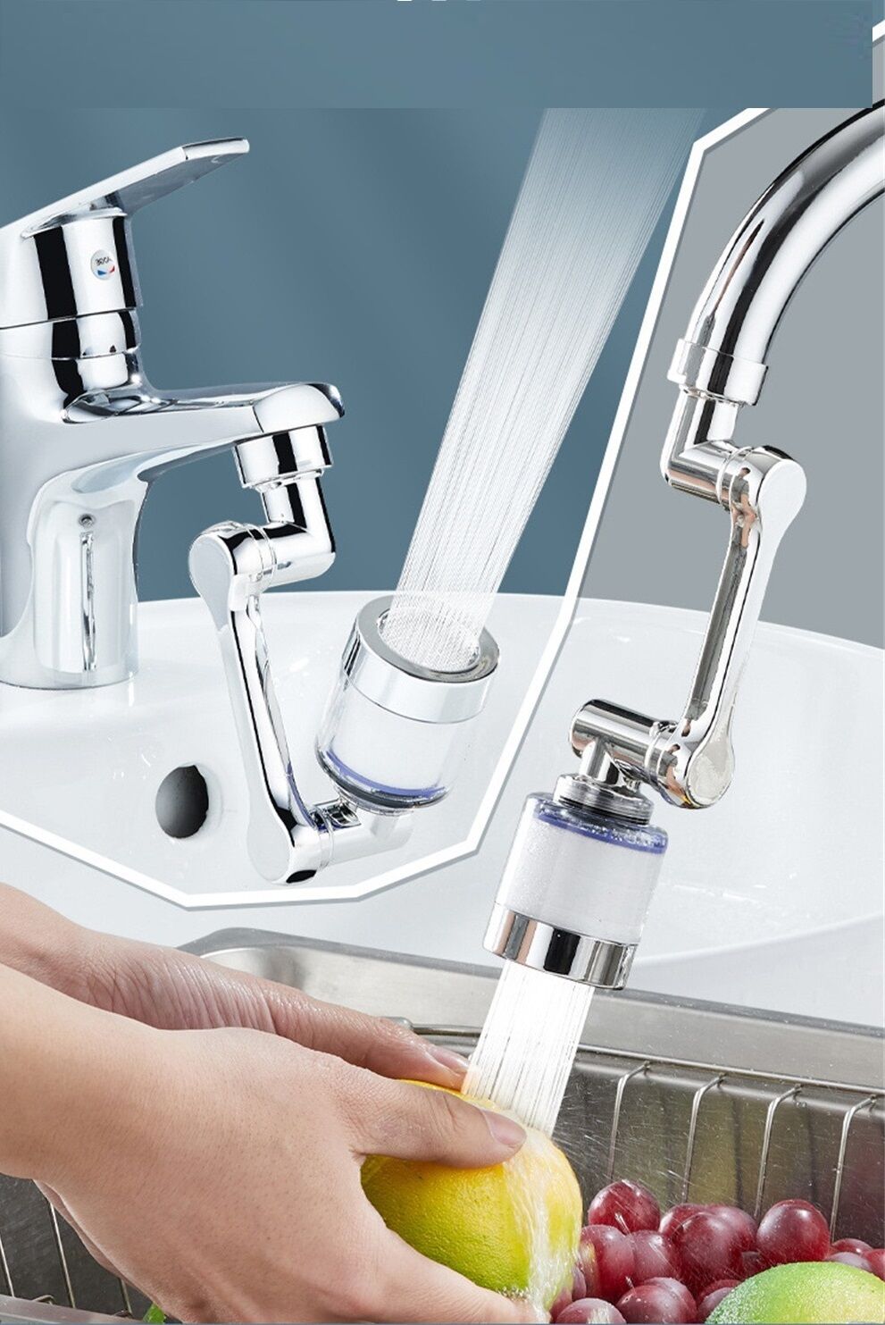 Filtreli Kireç Hapsedici Robotik Kol Musluk Başlığı - Mutfak Banyo Musluk Uzatma Aparatı Ucu - Lisinya