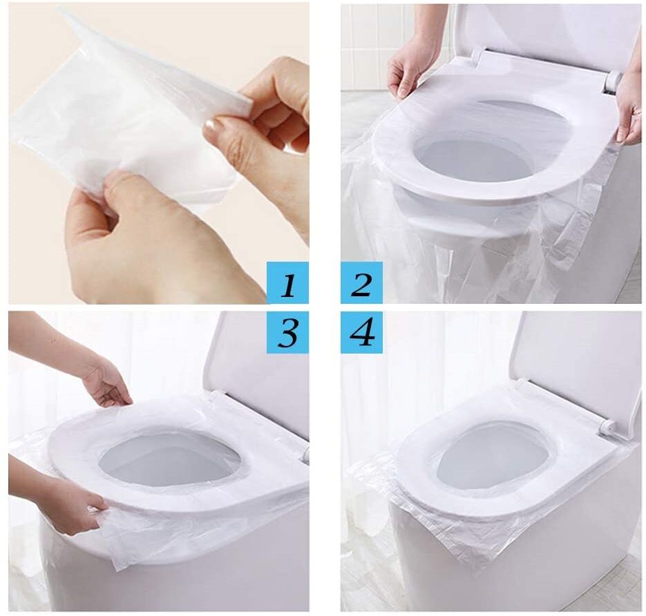 50 Adet Biyobozulur Klozet Kapağı Poşeti Seyahat Tipi Taşınabilir Klozet Kılıfı - Lisinya
