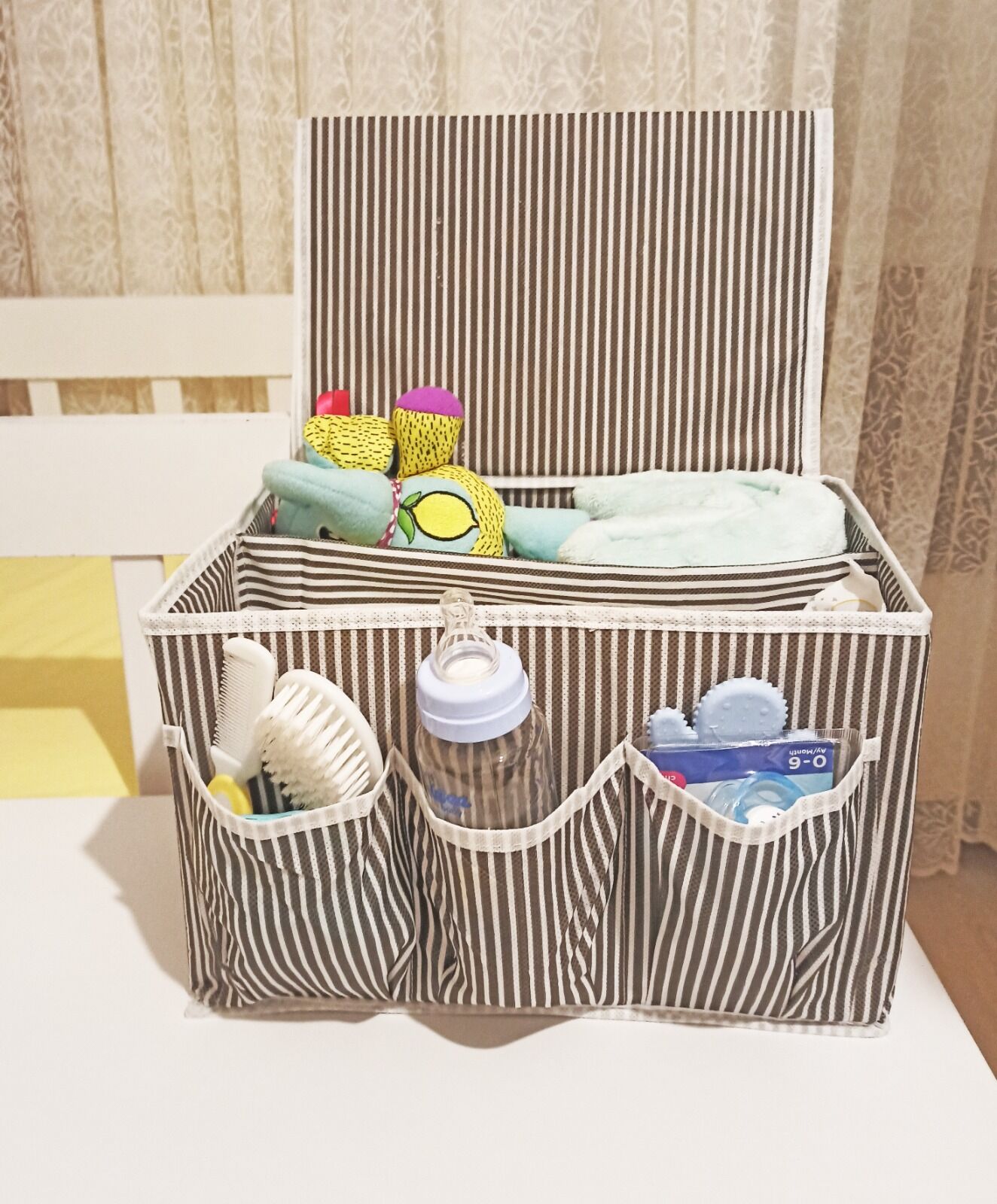 Bebek Beşik Başucu Düzenleyici Kapaklı 5 Bölmeli Organizer - Lisinya