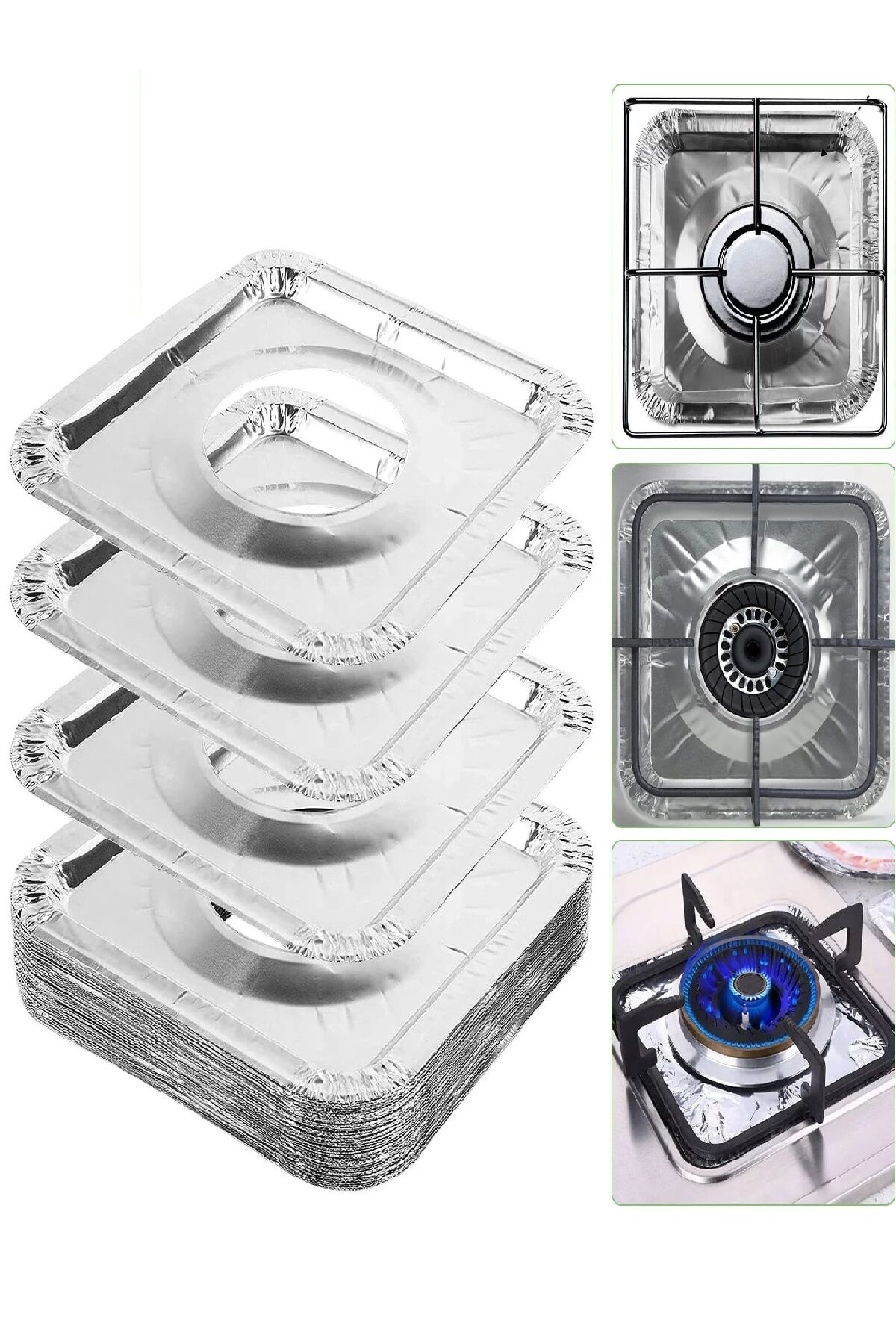 20 Adet Ocak Üstü Koruyucu Leke Önleyici Isıya Dayanıklı Yıkanabilir Ocak Gözü Izgara Koruyucu Folyo - Lisinya