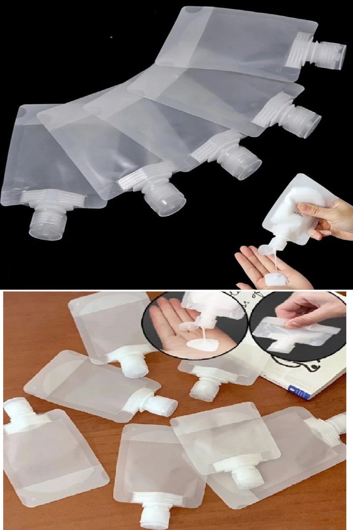 5 Adet Şeffaf Sıvı Kozmetik Çantaları Seyahat Losyon Şampuan Yüz Kremi El Sabunu Ambalajı - Lisinya