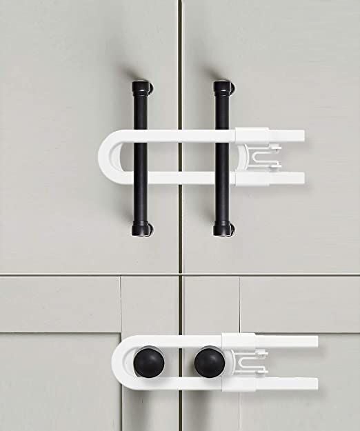 4 Adet Çocuk Koruma Kilidi - Slide Dolap Çekmece Kilidi Sürgülü Kilit - Lisinya