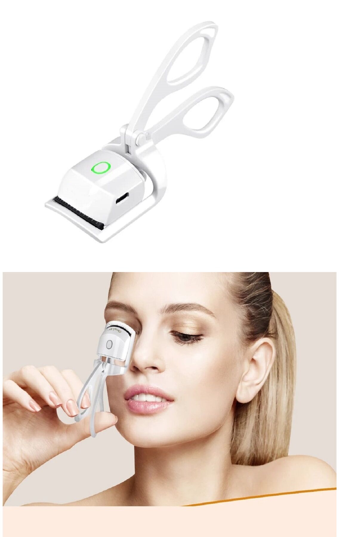 Silikon Uçlu Elektrikli Kirpik Kıvırıcı 2 Sıcaklık Modlu USB Şarjlı Kolay Rimel Kirpik Bigudisi - Lisinya