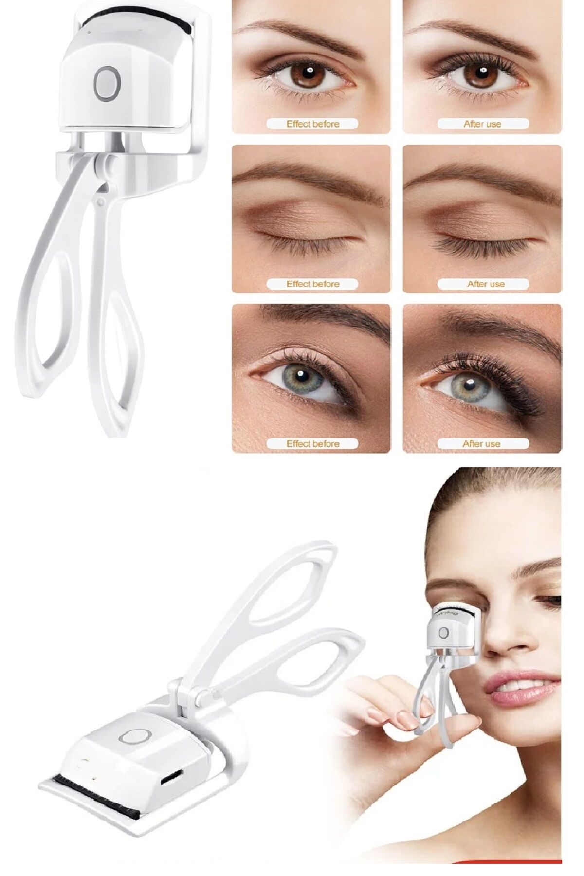 Silikon Uçlu Elektrikli Kirpik Kıvırıcı 2 Sıcaklık Modlu USB Şarjlı Kolay Rimel Kirpik Bigudisi - Lisinya