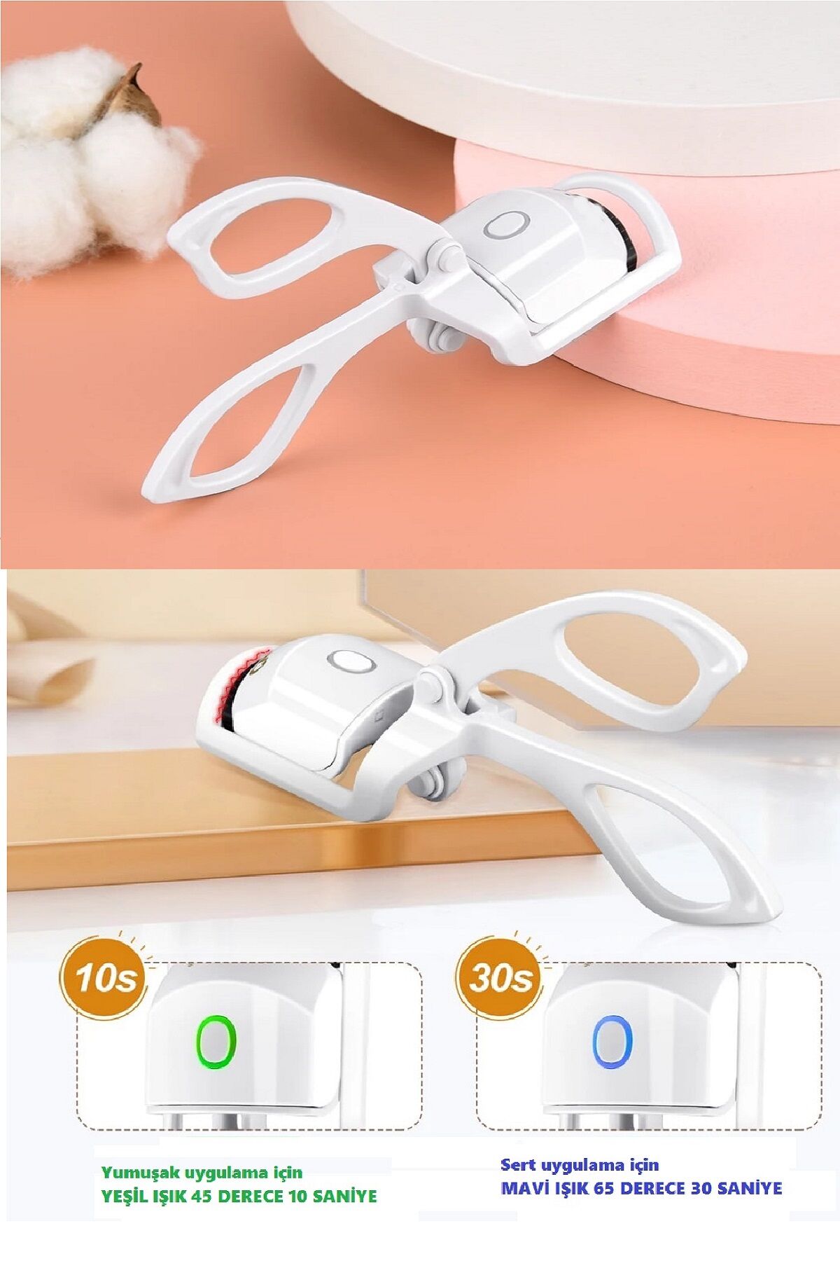 Silikon Uçlu Elektrikli Kirpik Kıvırıcı 2 Sıcaklık Modlu USB Şarjlı Kolay Rimel Kirpik Bigudisi - Lisinya