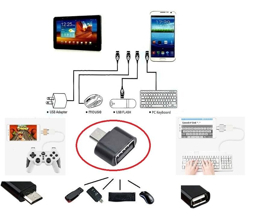 Usb to Micro USB ye Dönüştürücü - Klavye Mouse Joystick Telefona Bağlama - Lisinya