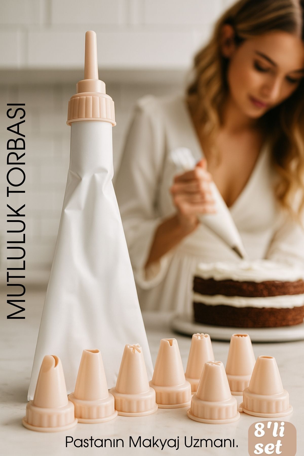 Profesyonel 8'li Krema Sıkma Torbası Seti | Pastacılık Dekorasyon Uçları ve Fırfır Başlıkları - Lisinya Profesyonel 8'li Krema Sıkma Torbası Seti | Pastacılık Dekorasyon Uçları ve Fırfır Başlıkları - Lisinya