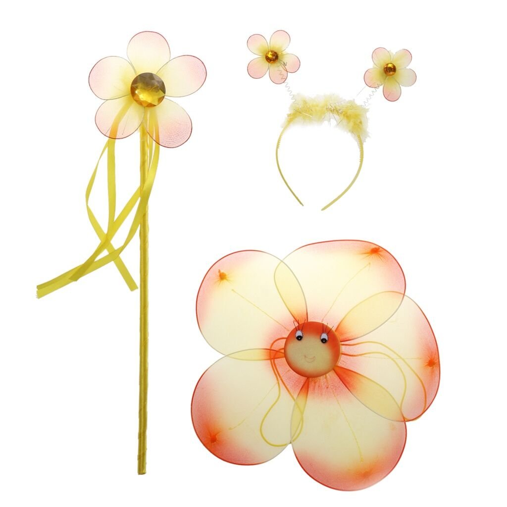 Çiçekli Kanat Seti 3 Parça - Sarı - Lisinya