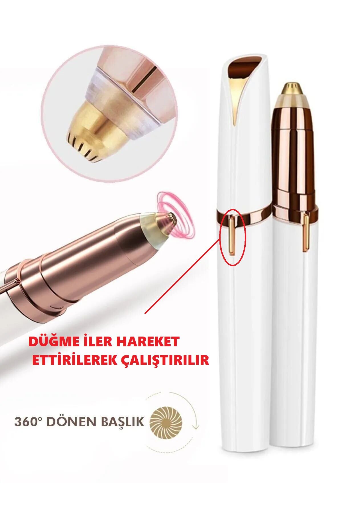 Kalem Tipi Taşınabilir İnce Uçlu Yüz Için Tüy Alıcı Kaş Bıyık Epilasyon Aleti (Pil Dahildir) - Lisinya