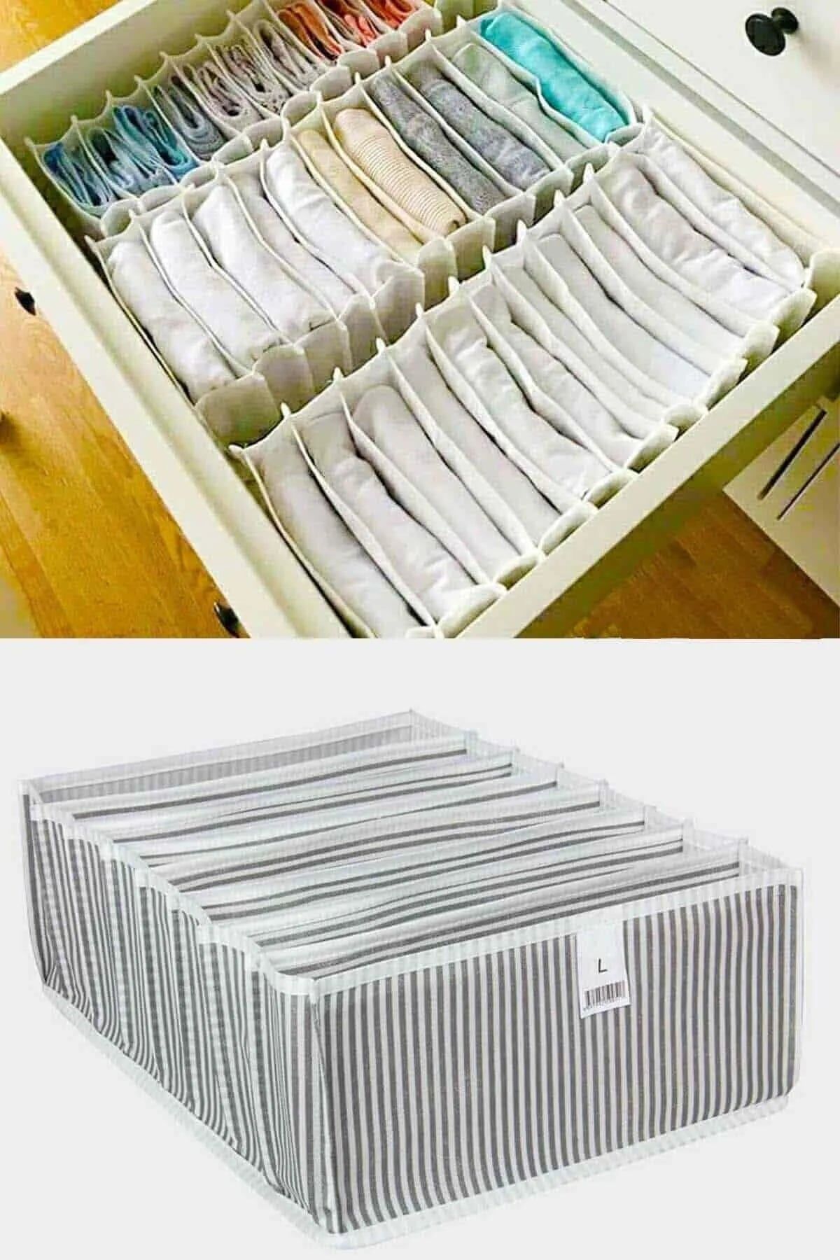 Akordiyon Çekmece  Düzenleyici Organizer 8 Gözlü L Beden Çorap Çamaşır Havlu Düzenleyici - Lisinya