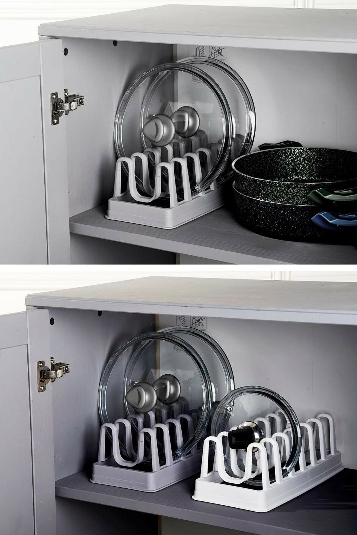 Tencere Kapağı Organizeri - 6 Bölmeli Tencere Kapak Rafı - Lisinya