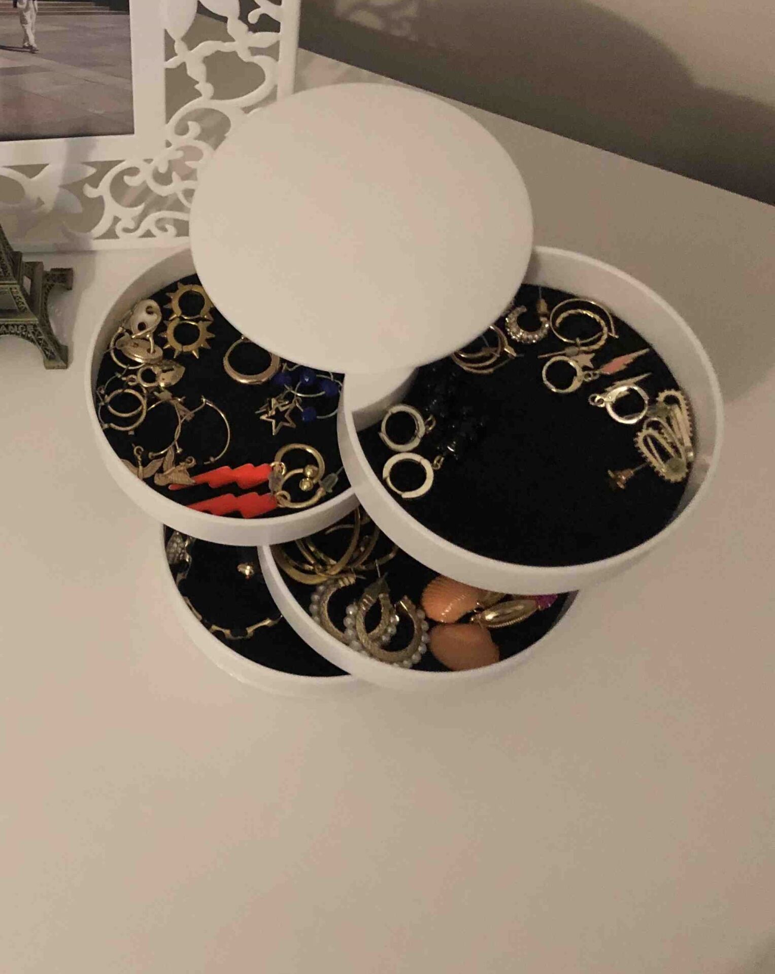 4 Katlı Dönebilen Silindir Takı Ve Makyaj Organizer Kutusu - Lisinya