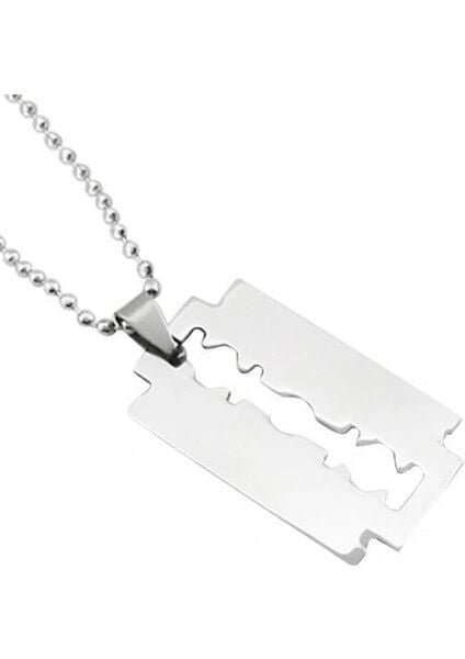 Jilet Çelik Kolye - Jilet Model Paslanmaz Gümüş Renk Çelik Kolye - Lisinya