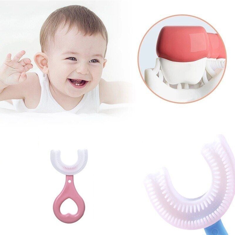 Silikon Çocuk Diş Fırçası Tartar Temizleyici (2-12 Yaş) - Pembe - Lisinya