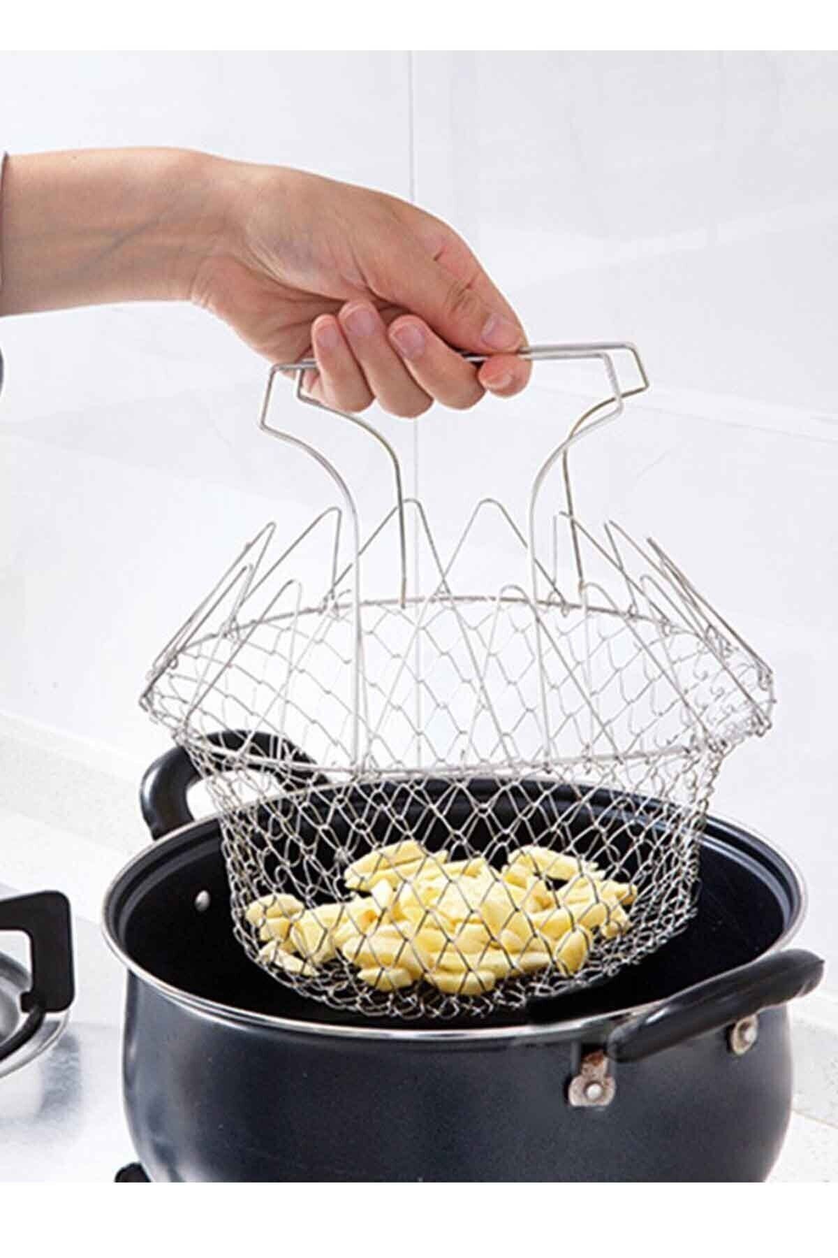 Çok Fonksiyonlu Pratik Süzgeç Katlanır - Kızartma Haşlama Aparatı -Chef Basket - Lisinya