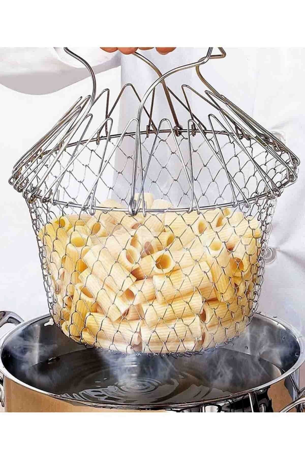 Çok Fonksiyonlu Pratik Süzgeç Katlanır - Kızartma Haşlama Aparatı -Chef Basket - Lisinya