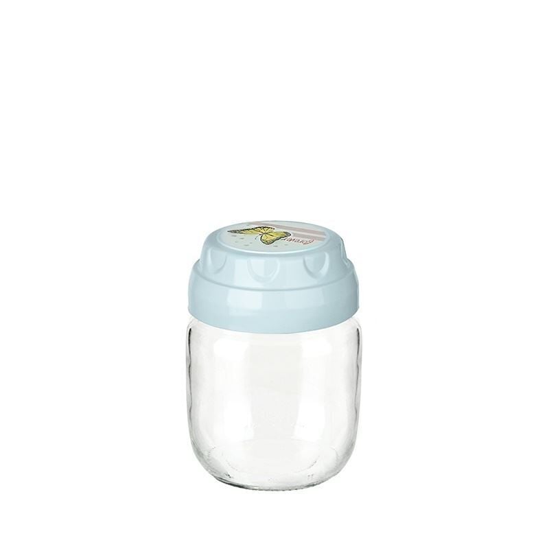 Vintage  Dekoratif  Desenli Cam Kavanoz 425ml - 14,3 oz - Lisinya