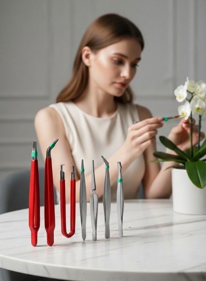 Premium 7 Parça Çelik Profesyonel Çiçek Bakım ve Teraryum Cımbız Seti - Lüks Bakım Kiti - Lisinya