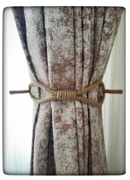 6 Adet Perde Tokası Perde Mandalı Perde Askı Aparatı Jüt Halat Şıklığında Perde Aksesuar - Lisinya