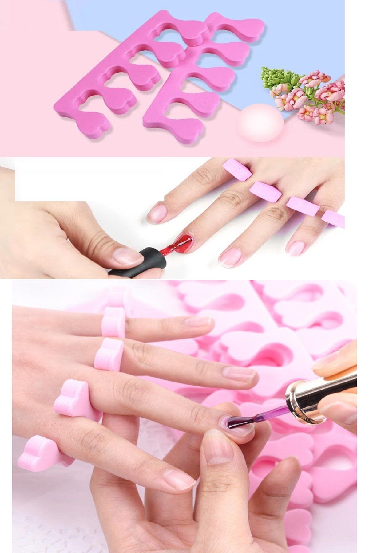 5 Adet Pedikür El Ayak Parmak Ayırıcı Tırnak Boyama Yumuşak Köpük Ayak Sedye - Lisinya