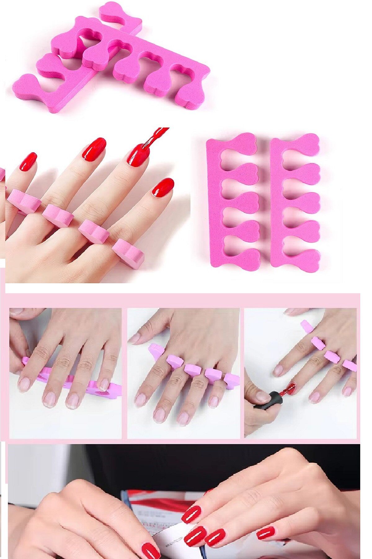 5 Adet Pedikür El Ayak Parmak Ayırıcı Tırnak Boyama Yumuşak Köpük Ayak Sedye - Lisinya