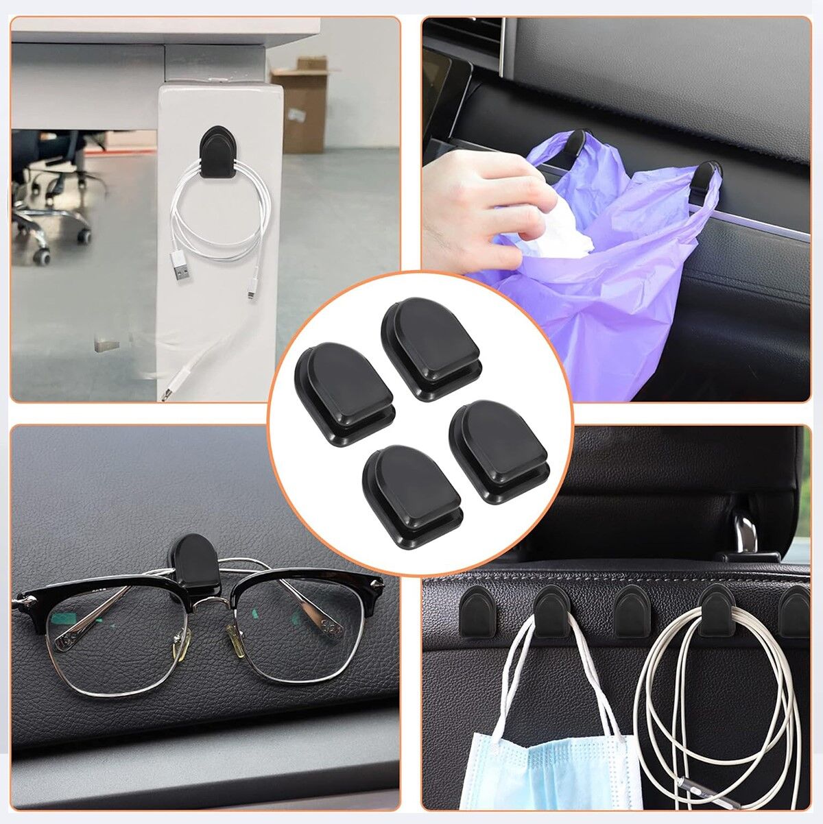 Kablo Düzenleyici Toplayıcı Sabitleyici Yapışkanlı Kablo Tutucu Organizer Askı Kanca 10 Adet - Lisinya