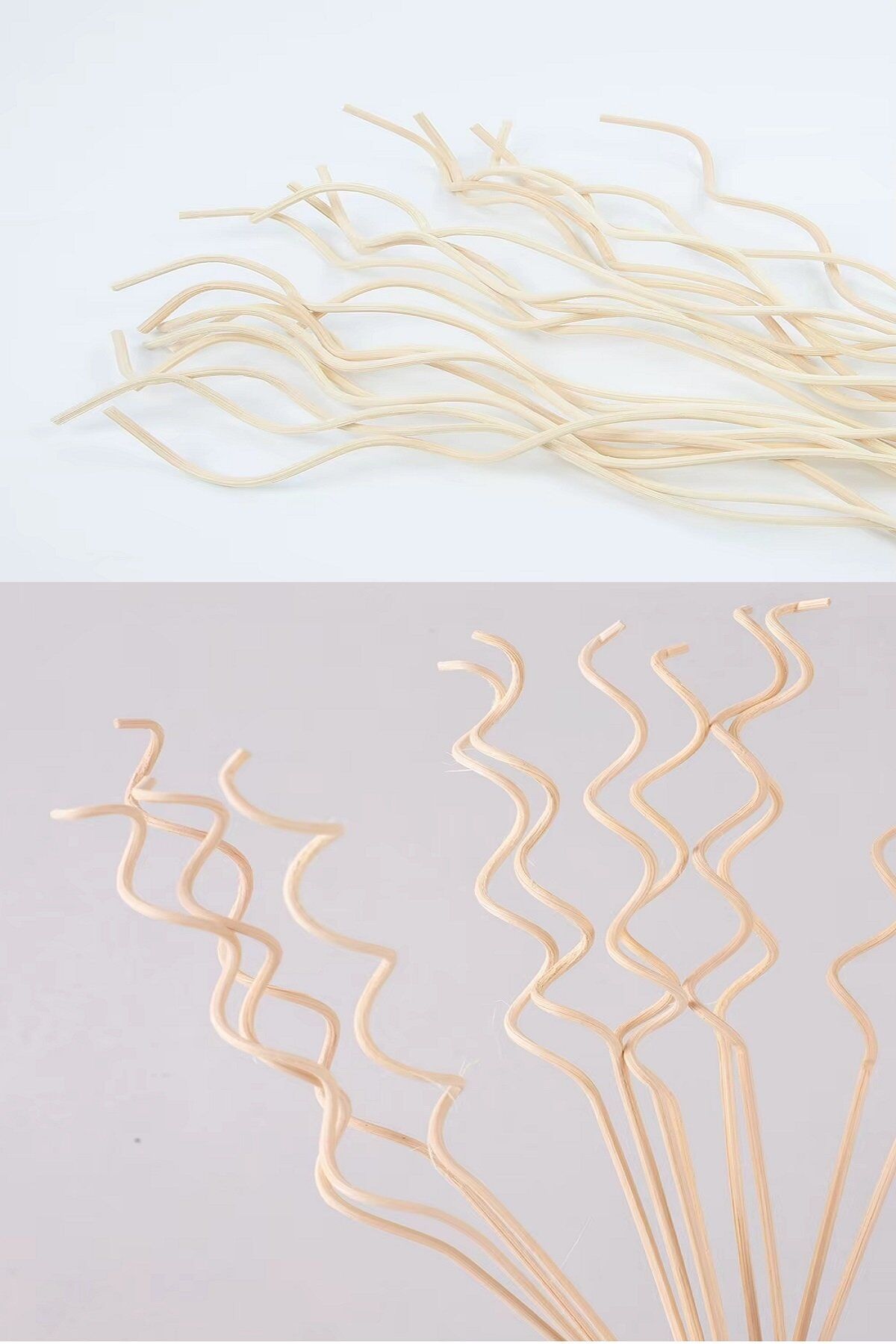 3 Adet Dalgalı Model Aromaterapi Dağıtıcı Rattan Sopa- Ev Dekor Şişe - Koku Yağı Ahşap Difüzör Çubuk - Lisinya