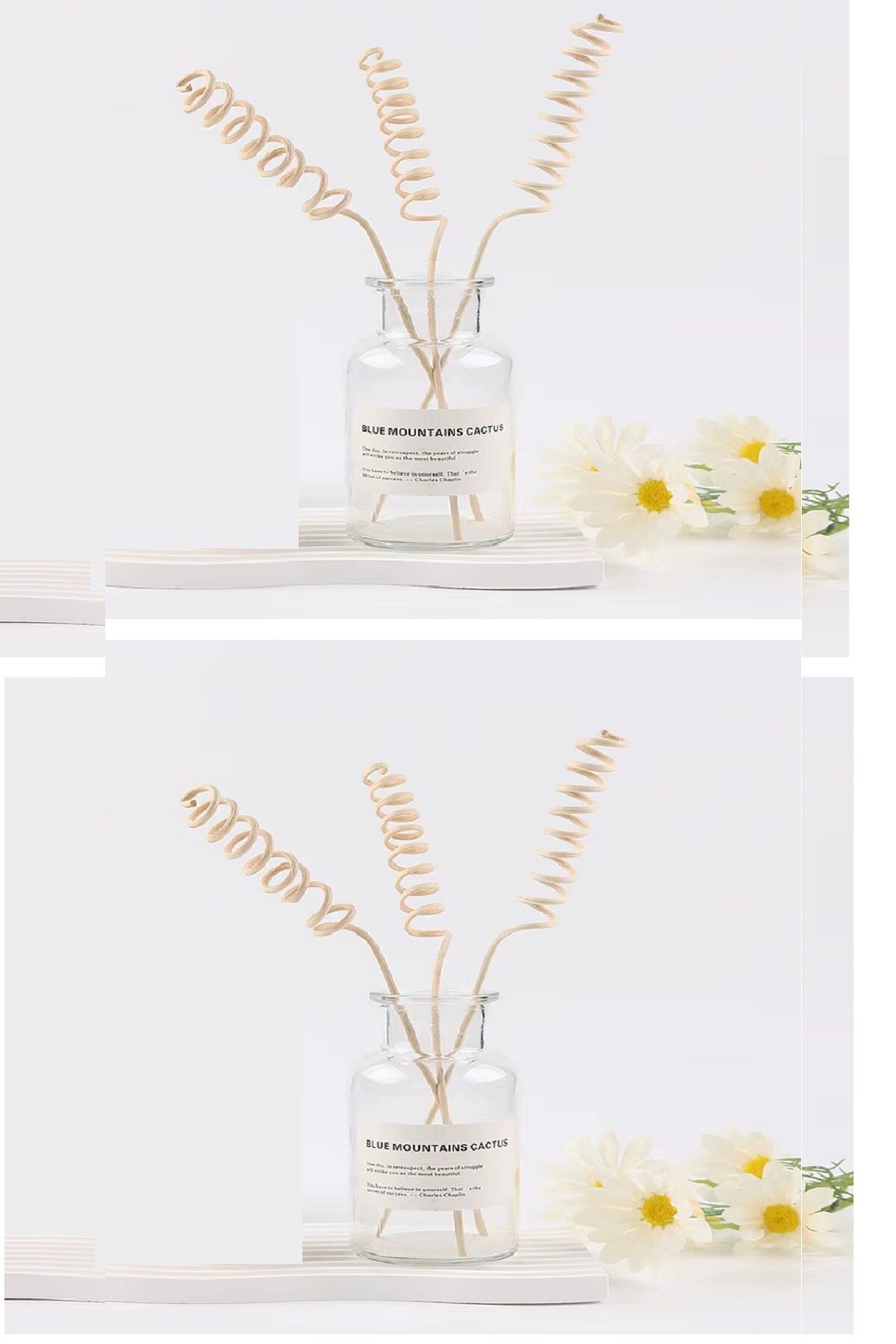 3 Tek Adet 3 Model Aromaterapi Koku Dağıtıcı Rattan Şişe Ahşap Difüzör Çubuk (Spiral-Yaprak-Dalgalı) - Lisinya