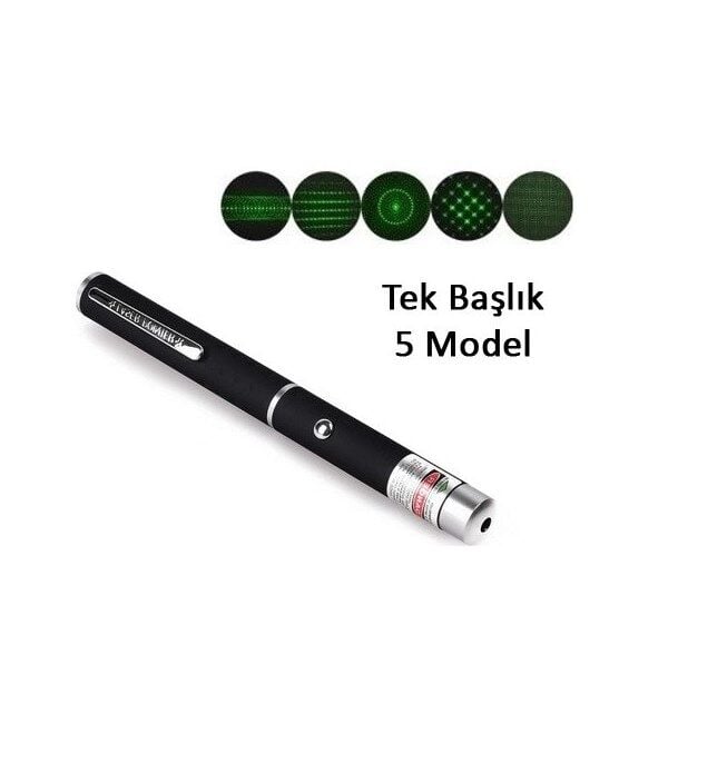 Yeşil Lazer Pointer 5000 mW 15 Km Etkili (Tek Başlık 5 Model) - Lisinya