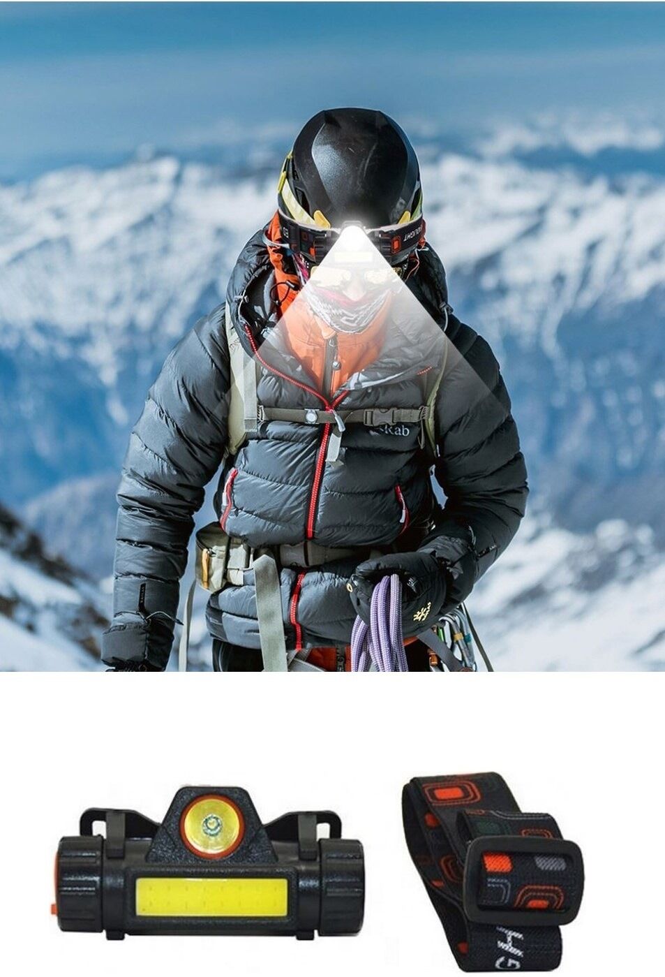 Kafa Lambası - 8 Saat Dayanıklı Şarjlı Sensörlü Mıknatıslı - Kamp - Balıkçılık- Acil Durum Feneri - Lisinya