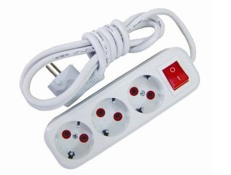 2 mt Kablolu Anahtarlı 3 lü Topraklı Grup Priz - Lisinya