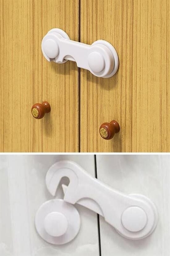 Bebek Çocuk Güvenliği Çekmece ve Dolap İçin Kendiliğinde Yapışkanlı Vidasız Kapak Kilidi - Lisinya