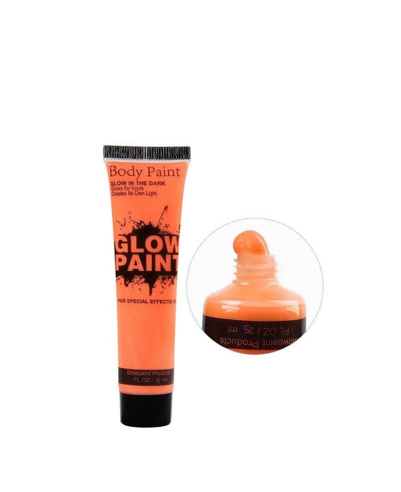Karanlıkta Parlayan Fosforlu Neonlu Glow Parti Yüz Boyası Vücut Kremi Turuncu Renk - Lisinya