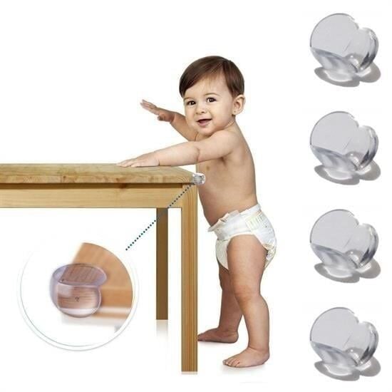 Bebek Çocuk Yumuşak ve Esnek Dairesel Şeffaf Yapışkanlı Güvenlik Köşe Koruyucu (4 Adet) - Lisinya